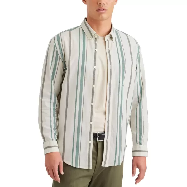 imageDOCKERS Mens Regular Fit Long Sleeve Casual Shirt Regualar and Big ampamp TallDune Oxford Egret Stripe