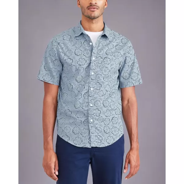 imageDOCKERS Mens Regular Fit Short Sleeve Casual Shirt Standard and Big ampamp TallMountain Creek Blue  Riviera