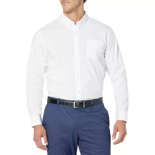 imageDockers Mens Classic Fit Long Sleeve Signature Comfort Flex Shirt Standard and Big ampamp TallPaper White  Solid