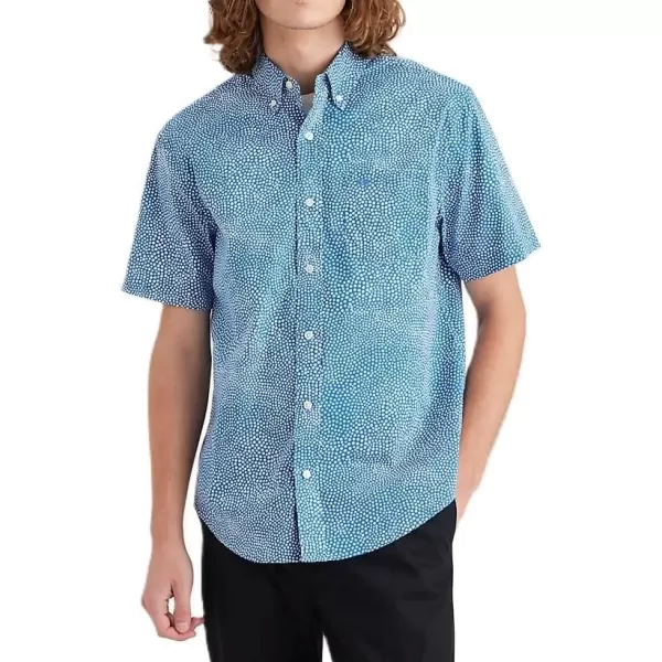 imageDockers Mens Classic Fit Short Sleeve Signature Comfort Flex Shirt Regular and Big ampamp TallBlue Pollen Delft Print