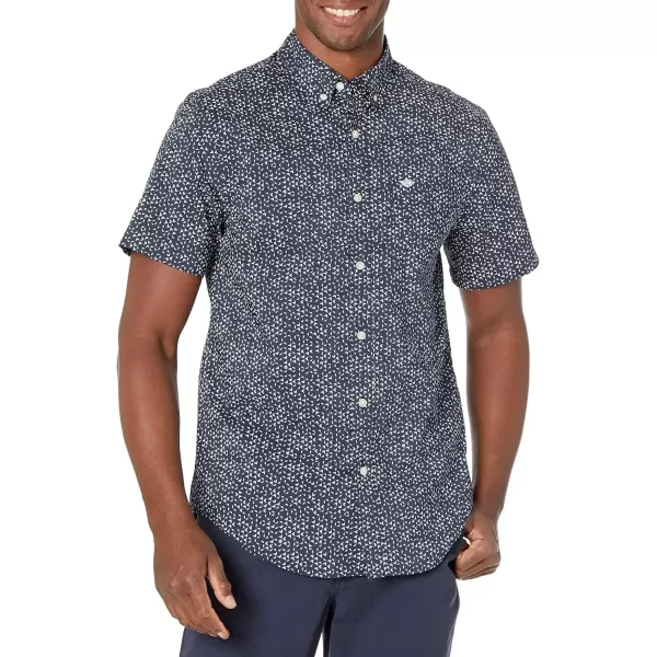 imageDockers Mens Classic Fit Short Sleeve Signature Comfort Flex Shirt Standard and Big ampamp TallDockers Navy Blue  Pelican Point Print