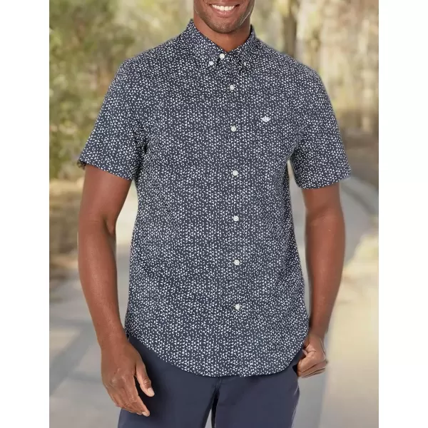 imageDockers Mens Classic Fit Short Sleeve Signature Comfort Flex Shirt Standard and Big ampamp TallDockers Navy Blue  Pelican Point Print