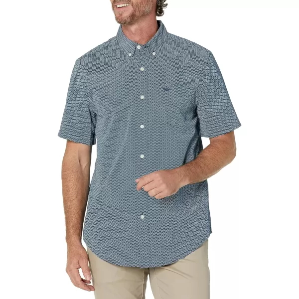 imageDockers Mens Classic Fit Short Sleeve Signature Comfort Flex Shirt Standard and Big ampamp TallOcean Blue  Searcy Print