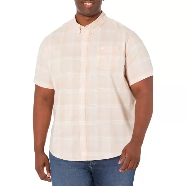 imageDockers Mens Classic Fit Short Sleeve Signature Comfort Flex Shirt Standard and Big ampamp TallOrange Ochre  Alleman Plaid