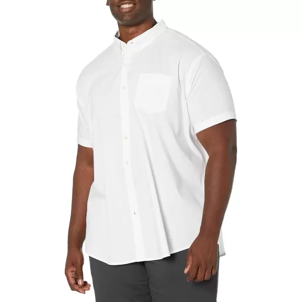 imageDockers Mens Classic Fit Short Sleeve Signature Comfort Flex Shirt Standard and Big ampamp TallPaper White  Solid