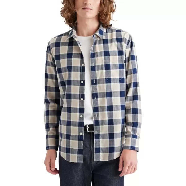 imageDockers Mens Regular Fit Long Sleeve Casual Shirt Regular and Big ampamp TallApex Slub Vintage Indigo  Plaid