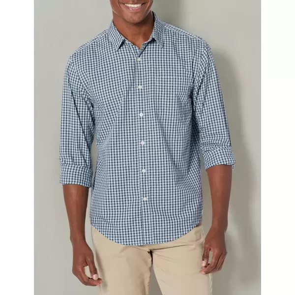 imageDockers Mens Regular Fit Long Sleeve Casual Shirt Regular and Big ampamp TallBlue Bell  Stadium Gingham Poplin