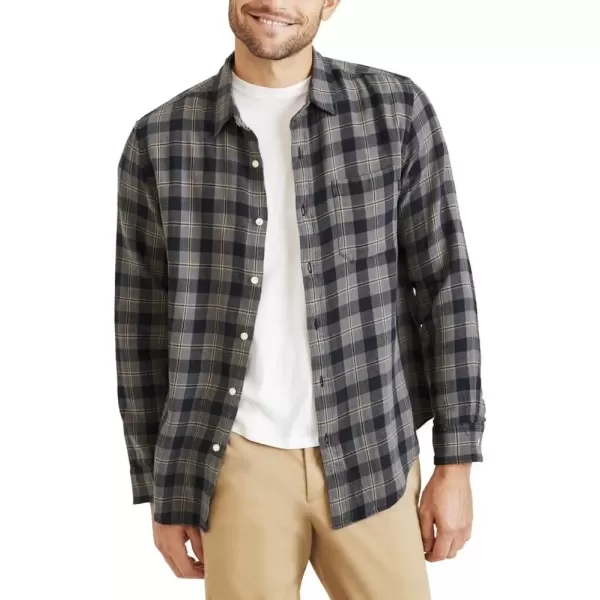 imageDockers Mens Regular Fit Long Sleeve Casual Shirt Regular and Big ampamp TallBurma Grey  Seahaven Plaid Flannel