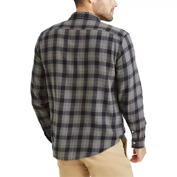 imageDockers Mens Regular Fit Long Sleeve Casual Shirt Regular and Big ampamp TallBurma Grey  Seahaven Plaid Flannel