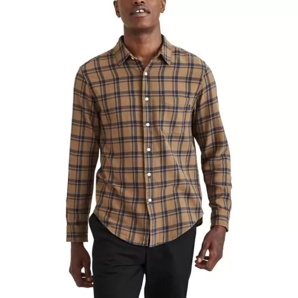 imageDockers Mens Regular Fit Long Sleeve Casual Shirt Regular and Big ampamp TallLeather  Arnold Plaid Flannel