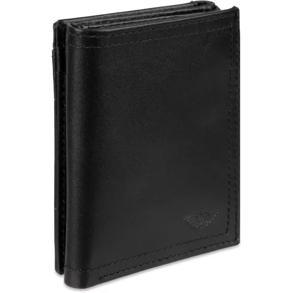 imageDOCKERS Mens Slim Minimalistic Leather Zfold WalletMultiple Card Slots Clear Id Window Magnetic Money ClipBlack