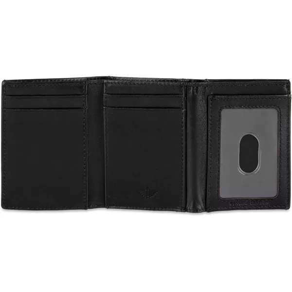 imageDOCKERS Mens Slim Minimalistic Leather Zfold WalletMultiple Card Slots Clear Id Window Magnetic Money ClipBlack