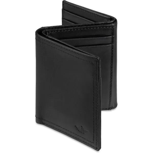 imageDOCKERS Mens Slim Minimalistic Leather Zfold WalletMultiple Card Slots Clear Id Window Magnetic Money ClipBlack