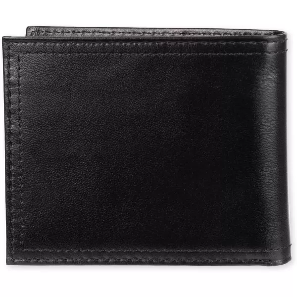 imageDockers Mens Extra Capacity Bifold Wallet with ID Window and Multiple Card SlotsBlack Emboss