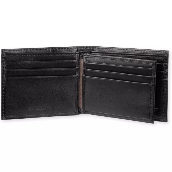 imageDockers Mens Extra Capacity Bifold Wallet with ID Window and Multiple Card SlotsBlack Emboss