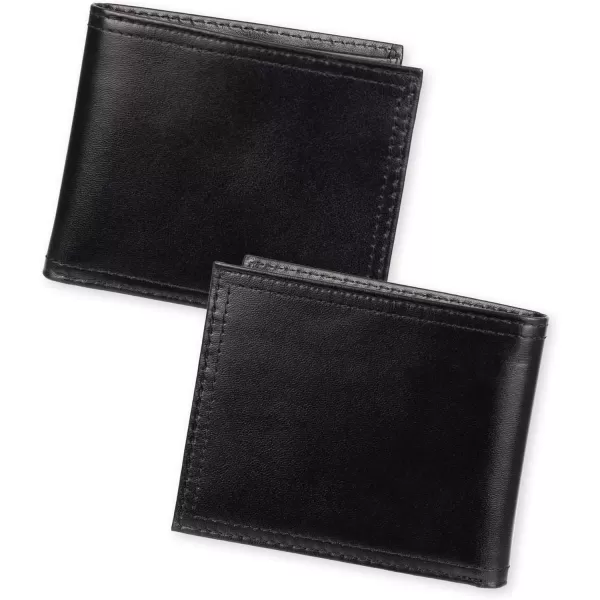 imageDockers Mens Extra Capacity Bifold Wallet with ID Window and Multiple Card SlotsBlack Emboss