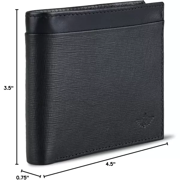 imageDockers Mens Extra Capacity Bifold Wallet with ID Window and Multiple Card SlotsBlack Emboss Logo