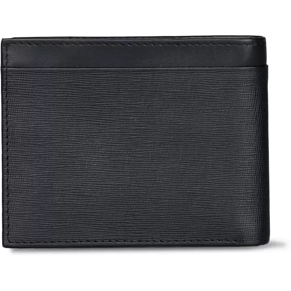 imageDockers Mens Extra Capacity Bifold Wallet with ID Window and Multiple Card SlotsBlack Emboss Logo