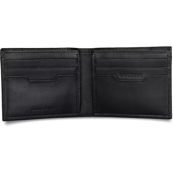 imageDockers Mens Extra Capacity Bifold Wallet with ID Window and Multiple Card SlotsBlack Emboss Logo