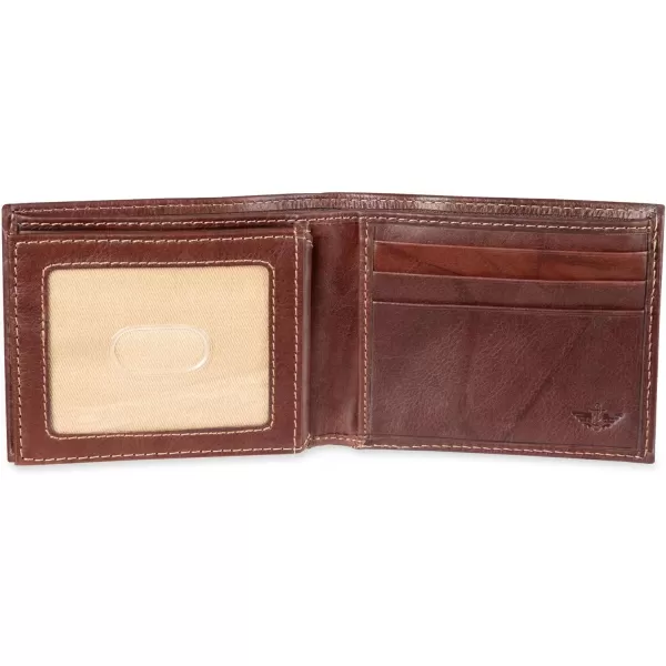 imageDockers Mens Extra Capacity Bifold Wallet with ID Window and Multiple Card SlotsBrown