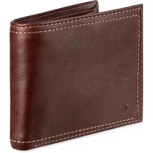 imageDockers Mens Extra Capacity Bifold Wallet with ID Window and Multiple Card SlotsBrown