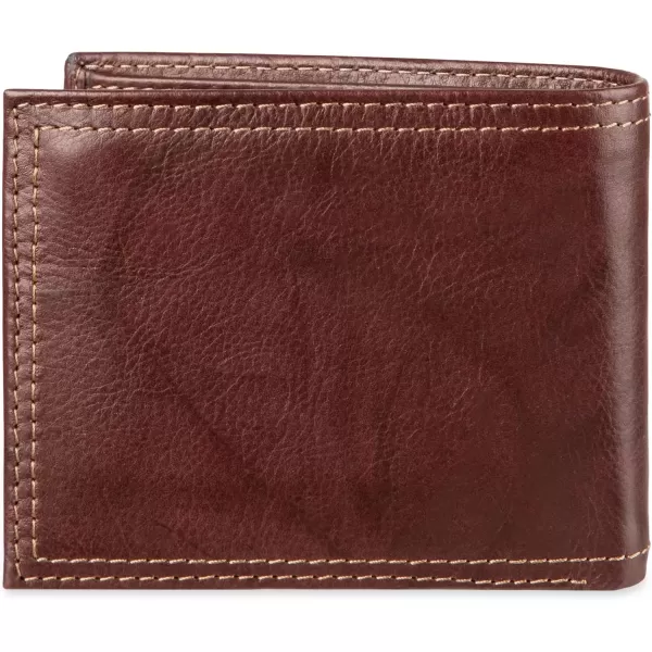 imageDockers Mens Extra Capacity Bifold Wallet with ID Window and Multiple Card SlotsBrown