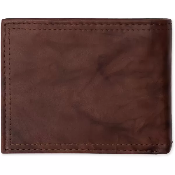 imageDockers Mens Extra Capacity Bifold Wallet with ID Window and Multiple Card SlotsBrown Crunch