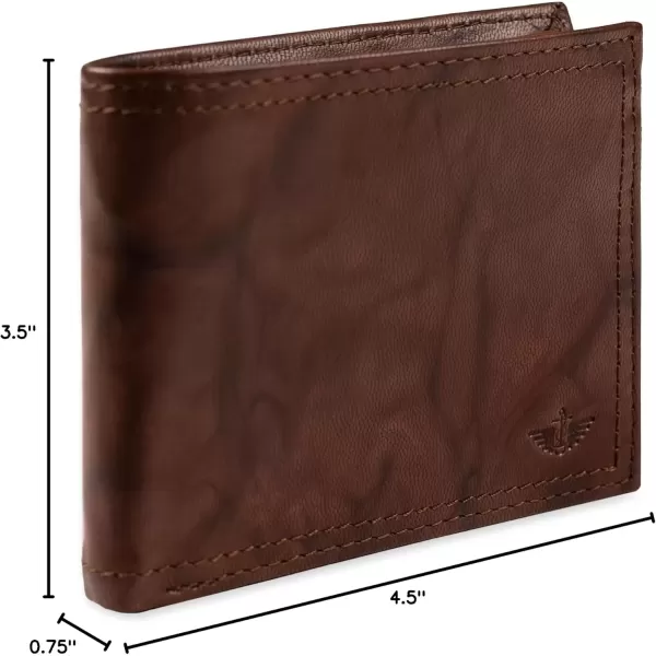 imageDockers Mens Extra Capacity Bifold Wallet with ID Window and Multiple Card SlotsBrown Crunch