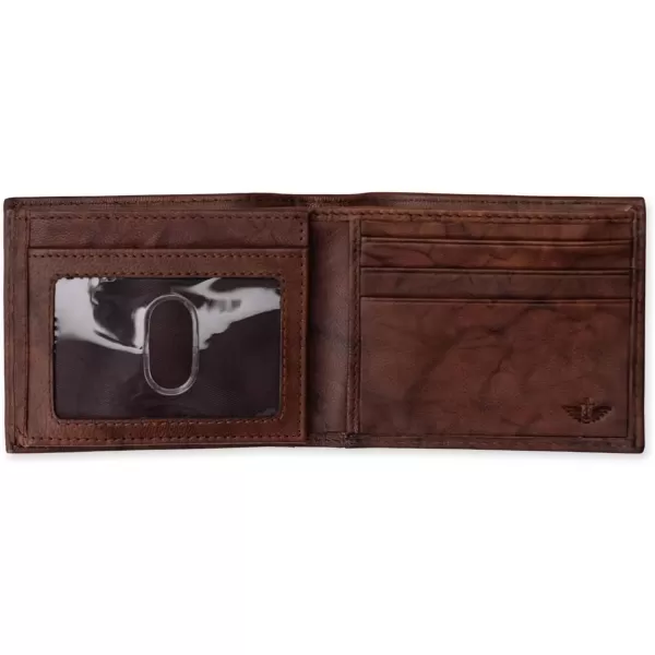 imageDockers Mens Extra Capacity Bifold Wallet with ID Window and Multiple Card SlotsBrown Crunch