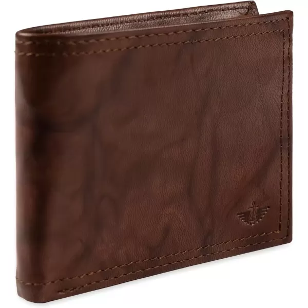 imageDockers Mens Extra Capacity Bifold Wallet with ID Window and Multiple Card SlotsBrown Crunch