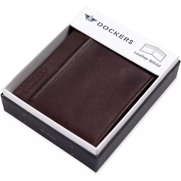 imageDockers Mens Extra Capacity Bifold Wallet with ID Window and Multiple Card SlotsCordovan