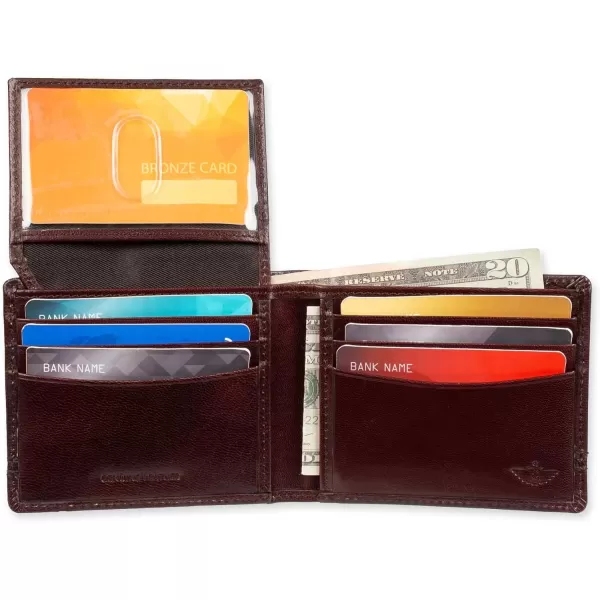 imageDockers Mens Extra Capacity Bifold Wallet with ID Window and Multiple Card SlotsCordovan