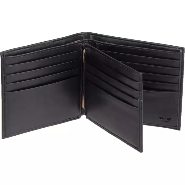 imageDockers Mens Extra Capacity Bifold Wallet with ID Window and Multiple Card SlotsOpaque Black