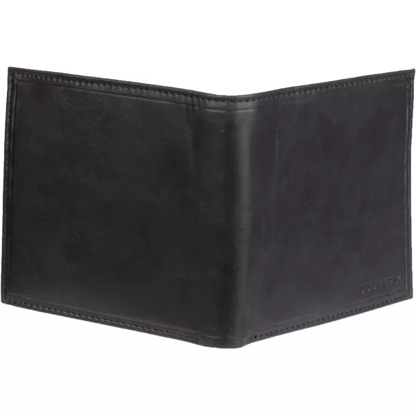 imageDockers Mens Extra Capacity Bifold Wallet with ID Window and Multiple Card SlotsOpaque Black