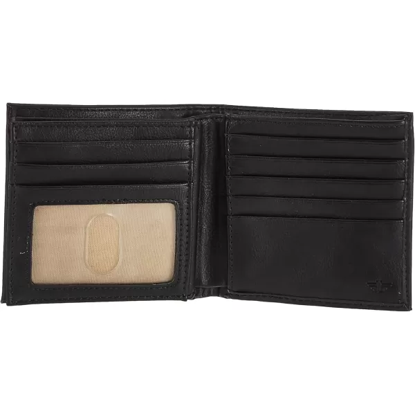 imageDockers Mens Extra Capacity Bifold Wallet with ID Window and Multiple Card SlotsOpaque Black