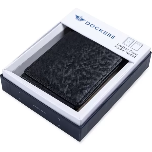 imageDockers Mens Slim Profile Front Pocket WalletBlack Saffiano