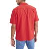 imageDockers Mens Regular Fit Short Sleeve Camp Collar ShirtCherry Bomb Red  Solid Seersucker