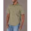 imageDockers Mens Regular Fit Short Sleeve Utility ShirtCamo Green  Solid Rip Stop