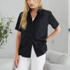 imageDockers Womens Regular Fit Short Sleeve Button Down ShirtBeautiful Black Poplin