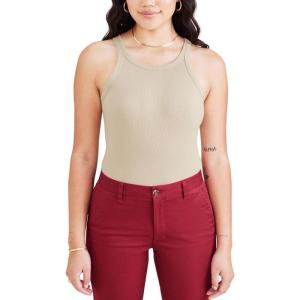 imageDOCKERS Womens Slim Favorite Knit Tank Top ShirtSahara Khaki Rib