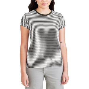 imageDockers Womens Slim Fit Cotton Slub Jersey Favorite Crew TShirtForest Night  Sea Cliff Stripe