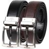 imageDOCKERS Mens Twoinone Reversible Rotative Buckle Everyday Casual Dress Belt Regular and Big ampamp Tall SizingBlackBrown