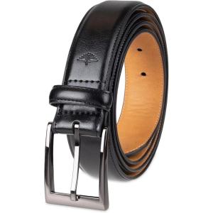 imageDOCKERS Mens 1 38 in FeatherEdge Belt with TwoRow StitchingDeep Black