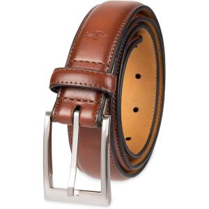 imageDOCKERS Mens 1 38 in FeatherEdge Belt with TwoRow StitchingTan