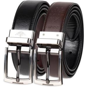 imageDOCKERS Mens Twoinone Reversible Rotative Buckle Everyday Casual Dress Belt Regular and Big ampamp Tall SizingBlackBrown Dress