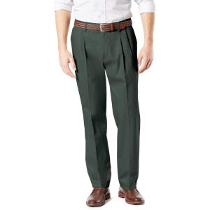 imageDockers Mens Classic Fit Signature Lux Cotton Pleated Stretch Pants Regular and Big ampamp TallOlive Grove