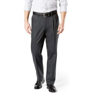 imageDockers Mens Classic Fit Signature Lux Cotton Pleated Stretch Pants Regular and Big ampamp TallSteelhead