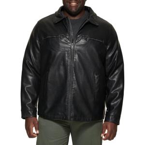 imageDockers Mens James Faux Leather Jacket Regular Big ampamp Tall SizesBlack W Chest Zip