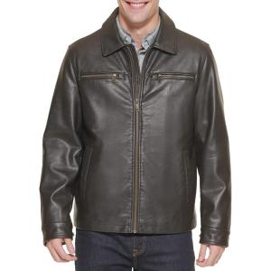 imageDockers Mens James Faux Leather Jacket Regular Big ampamp Tall SizesDark Brown W Chest Zip