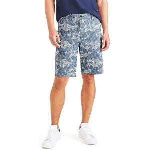 imageDockers Mens Ultimate Straight Fit Supreme Flex ShortsNew Vintage Indigo Blue  Leaf Print